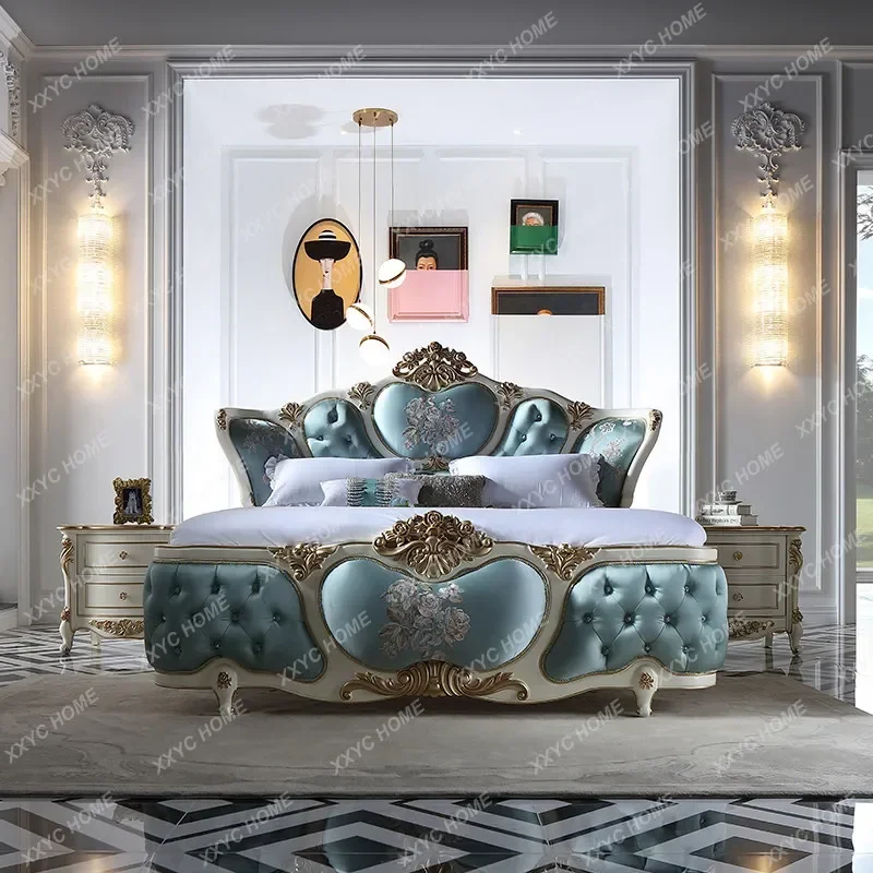 Luxury fabric double bed, high-end princess bed, master bedroom 1.8M