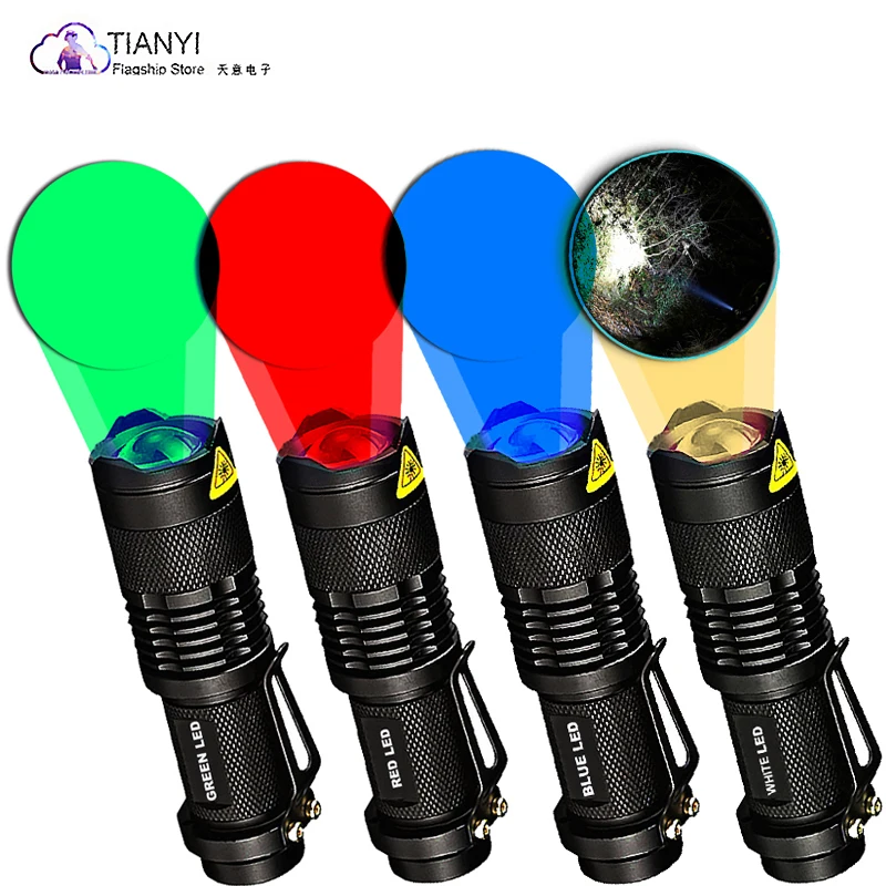 Sk68 mini flashlight AA super bright light red light green light white light blue light four color LED