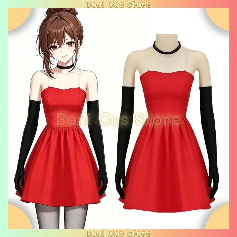 Scarlet Overkill Cosplay Costume Red Strapless Evening Dress Gloves Stockings Set For Women Carnival Themed Events And Halloween