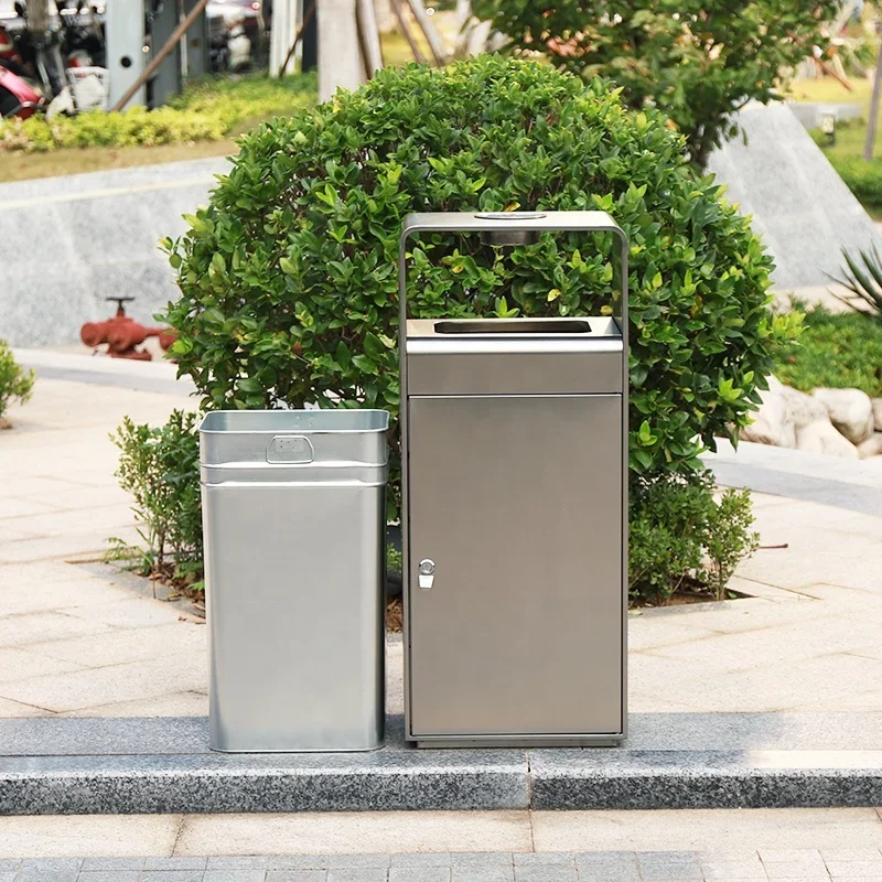 New Design Outdoor Waste Trash Bin Patio Stainless Steel Recycle Bin Public Street Little Bin