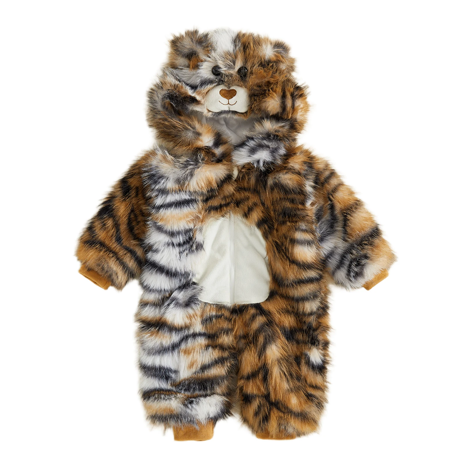 

Baby Halloween Tiger Costume Plush Long Sleeve Hood Zip Up Full Length Romper Fall Winter Clothes Snowsuit