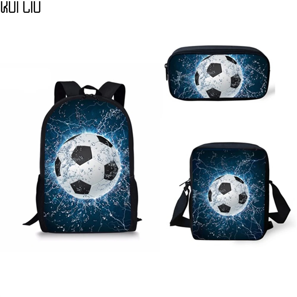 

Popular Ice and fire Soccerly Foot Ball 3D Print 3pcs/Set School Bags Laptop Daypack Backpack Inclined shoulder bag Pencil Case