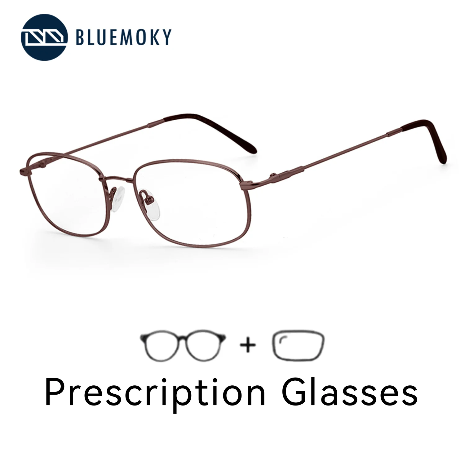 

BLUEMOKY High-end metal prescription glasses men's and women's rectangular graduated anti blue light bifocal
