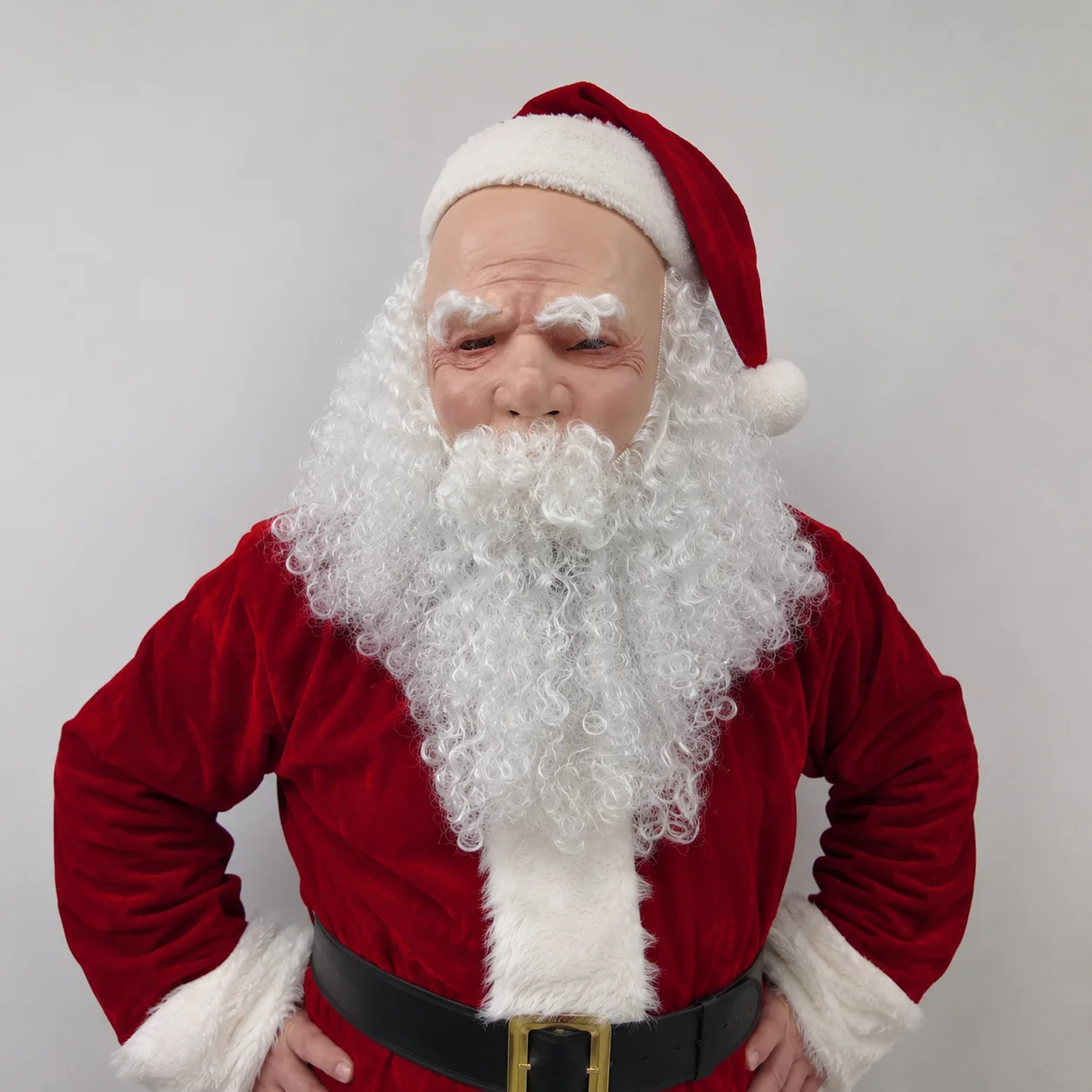 Santa Claus Mask White Beard Bald Old Man Latex Full Head Christmas Costume Mask Party Cosplay Disguise Prop