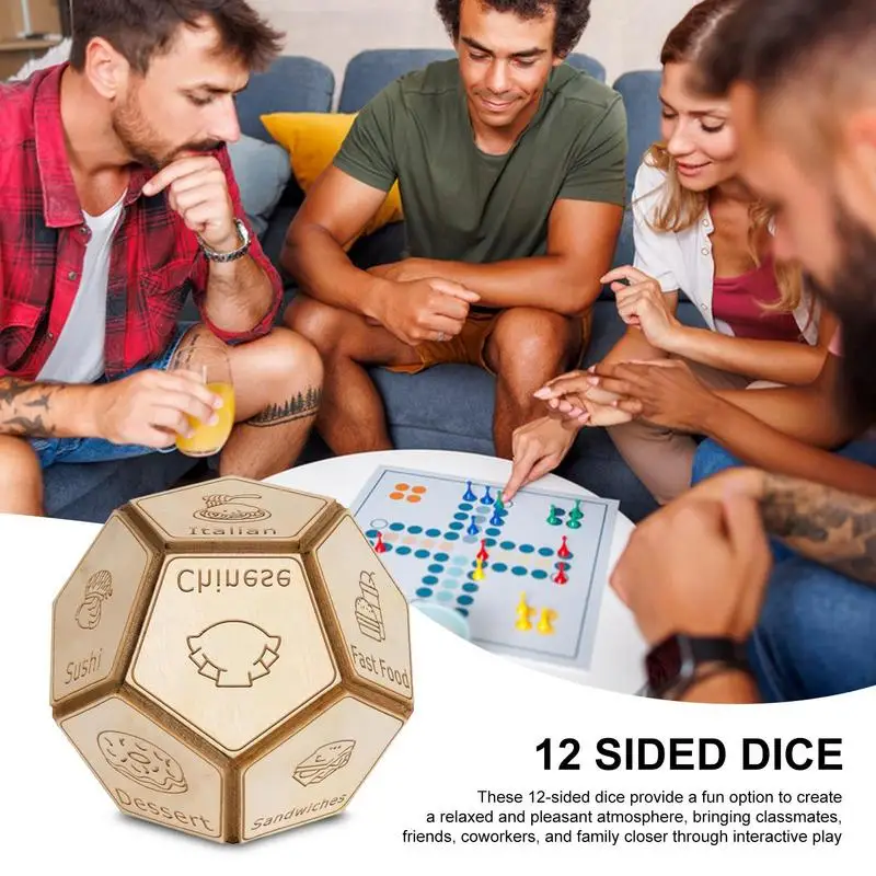 Wooden 12 Sided Dice Funny Decider Game Polyhedral Dice Tabletop Decision Maker Helper For Outgoing Home Apartment College Dorm