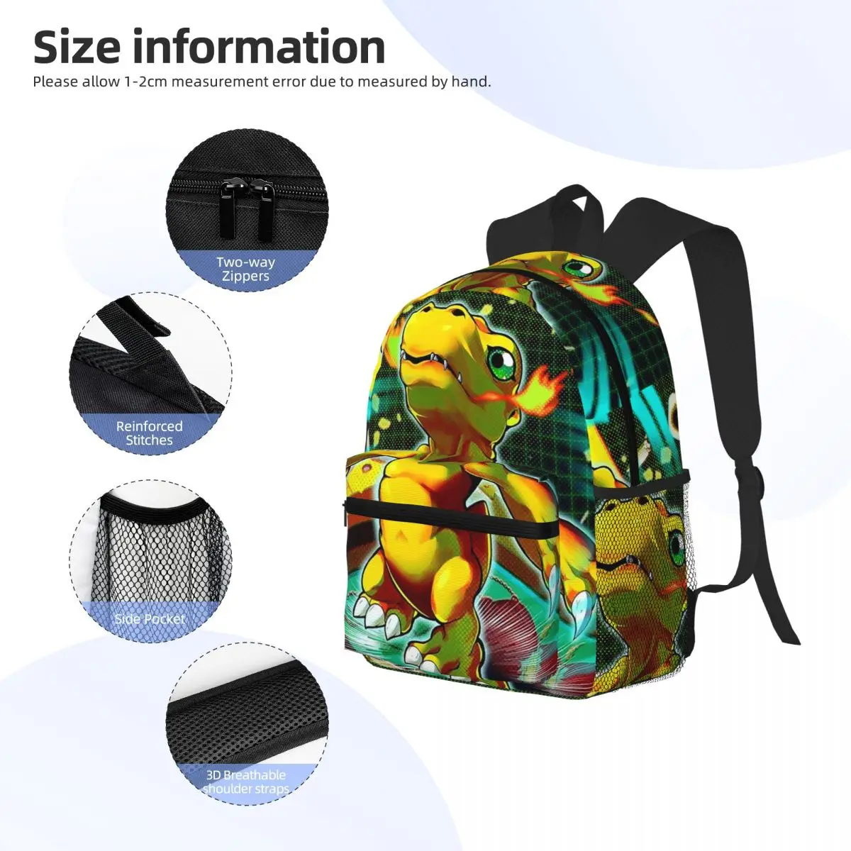 Mochila para estudiantes de Anime Digimon Agumon, mochila escolar para senderismo, mochila de viaje para hombres y mujeres, mochila de moda, bolsos de hombro