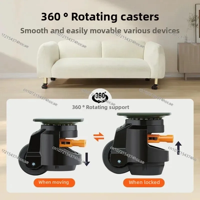 4Pcs Heavy Duty Leveling Casters Swivel Wheels w/Handle Height Adjustable for Workbench