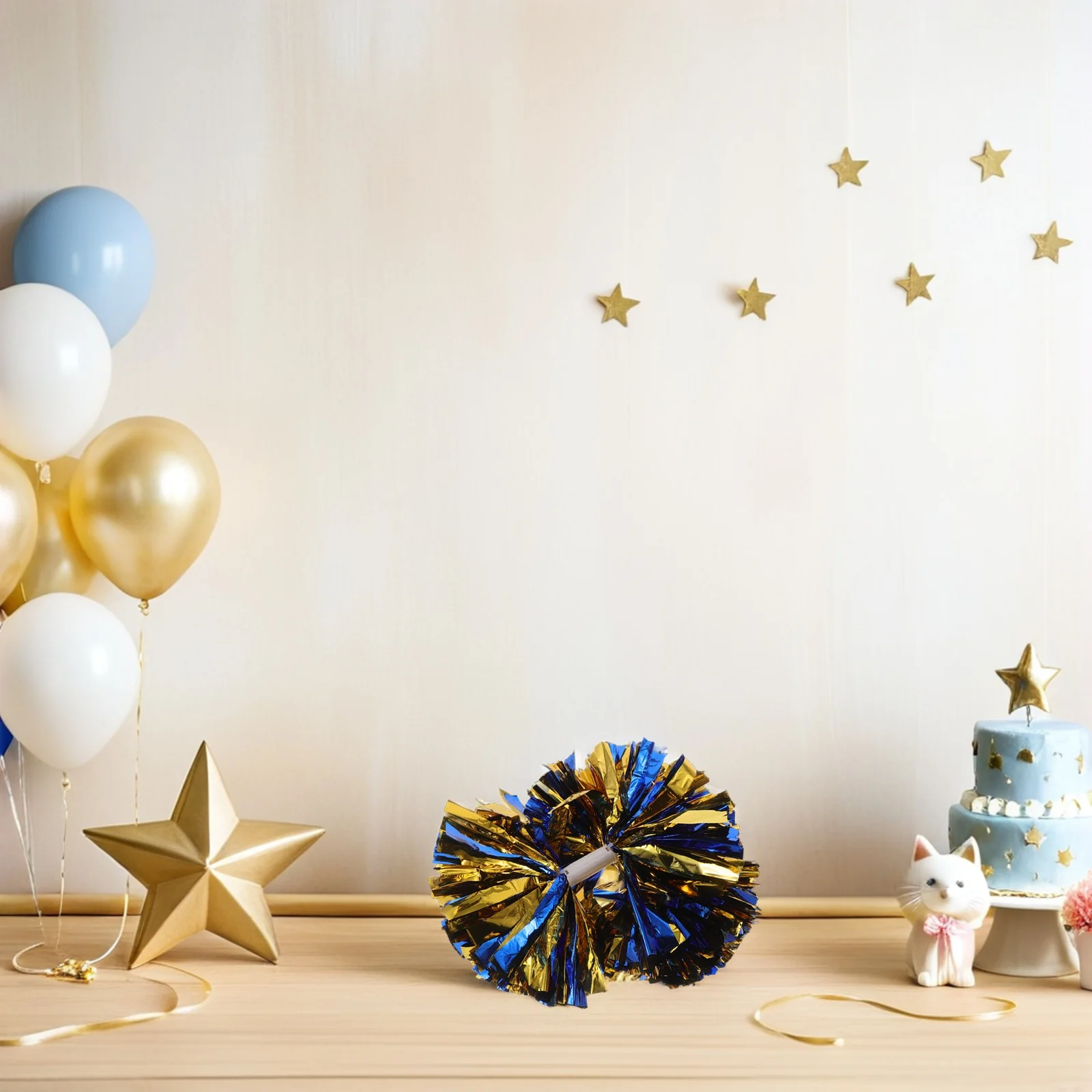 Pompones de porristas con mango metálico, agitador ligero, accesorios para equipo de baile para niñas y adultos, espíritu a granel, 4 Uds.