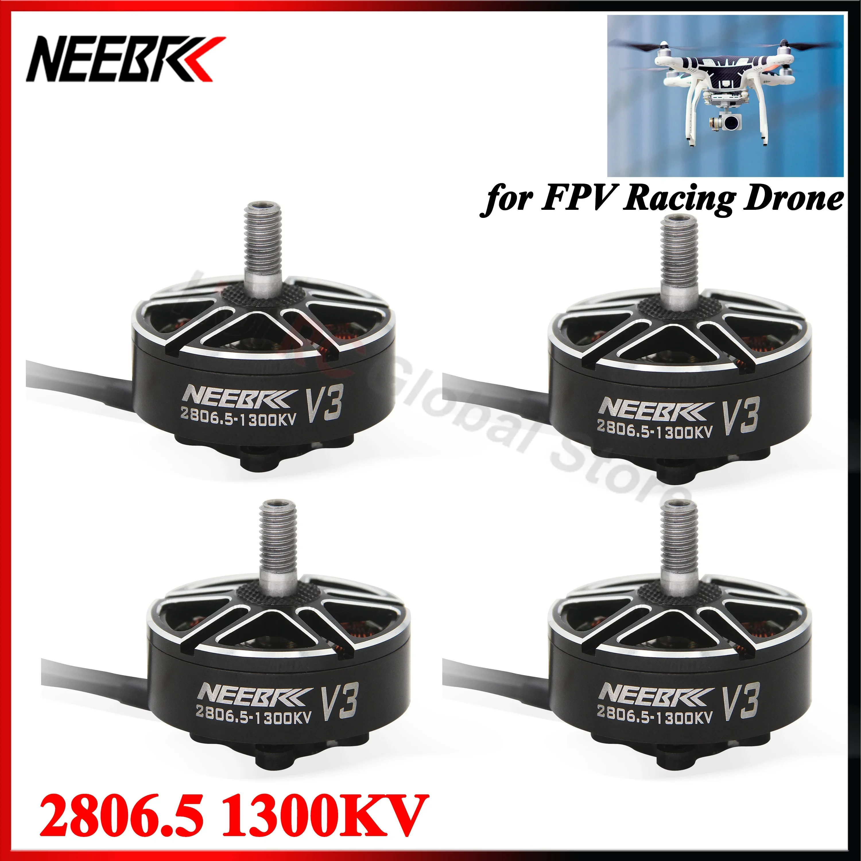 

NEEBRC 2806.5 1300KV V3 3-6S Outrunner Brushless Motor for RC Model Fixed Wing FPV Racing Drone Quadcopter Multicopter Plane