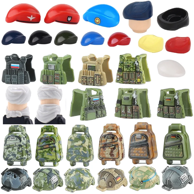 Russian Airborne Division Equipment Building Blocks Figures Military Special Forces Helmet Armor Backpack Beret Belt MOC Bricks