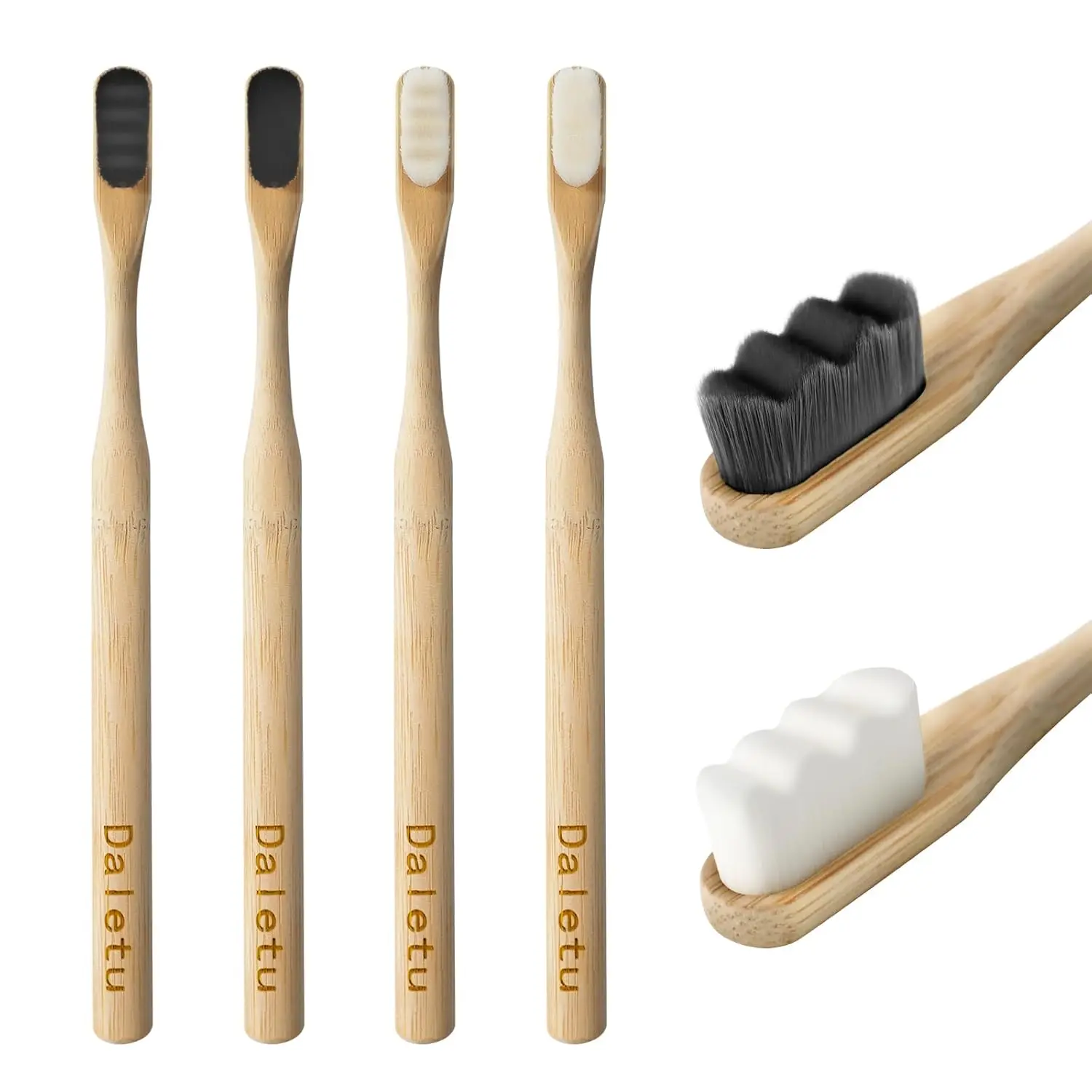 

Extra Soft Bamboo Toothbrushes for Sensitive Gums, 20000 Bristles, Eco-Friendly Natural Wooden Handle - 4 Pack