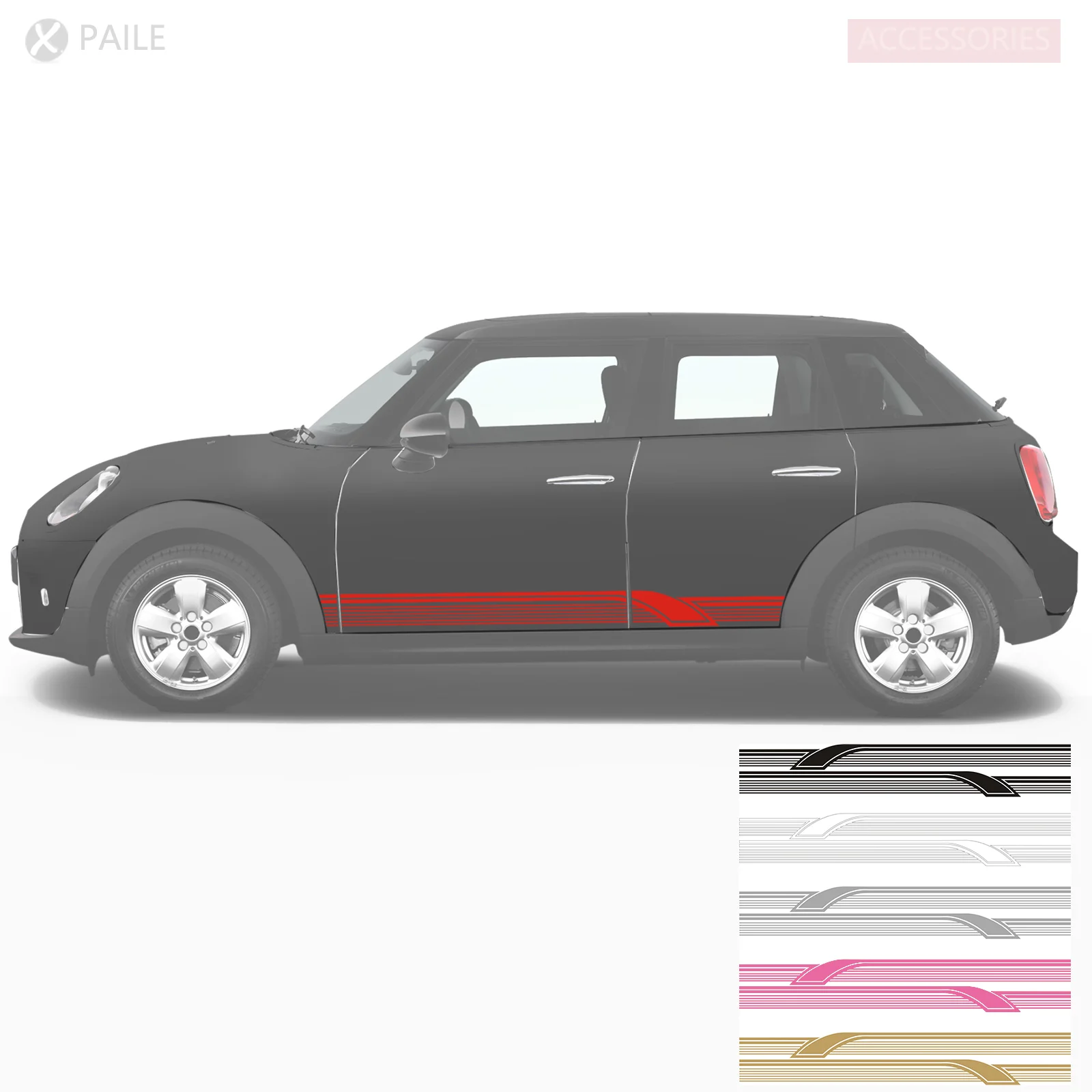 

2pcs Sticker Doors Stripes Vinyl Decal Graphics Customize For Universal, MINI cooper R50 R53 R55 R56 R57 R59 R60 F54 F55 F56 F60