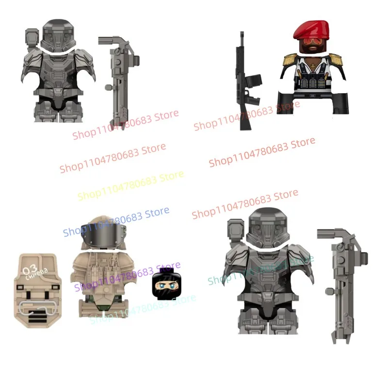 

MOC Building Blocks Mini Anime Game Character Figures, Special Forces Armor & Shield Collectible Toys, Boys Holiday Gifts