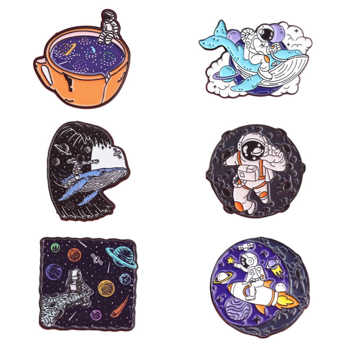 Space - Theme Enamel Pin Set - Astronaut & Galaxy Design, Anime Pin, Enamel Pin