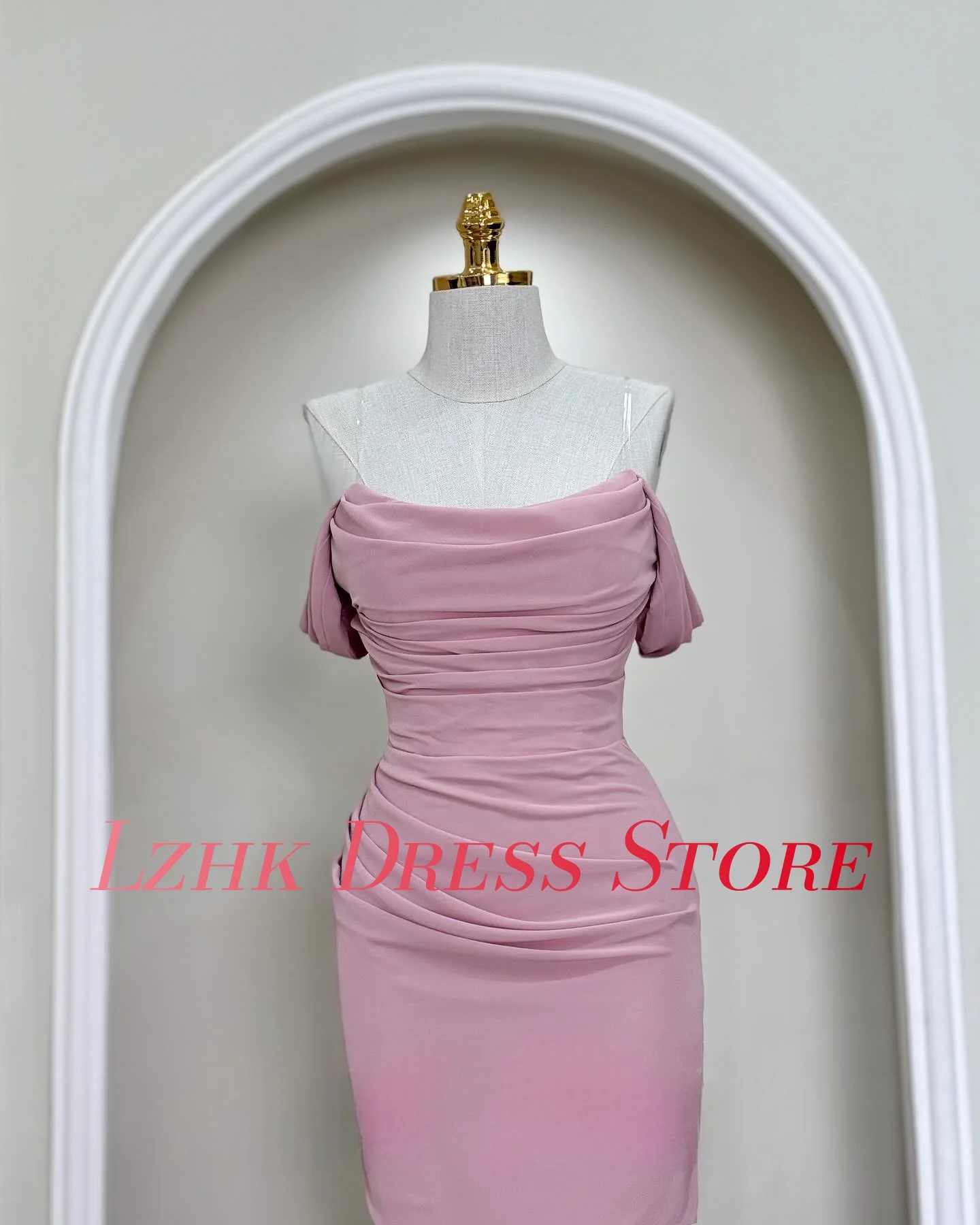 カスタマイズされた高品質ジャージマーメイドオフショルダーイブニングドレスファッション半袖ストラップレスフロアレングスウエディングドレス