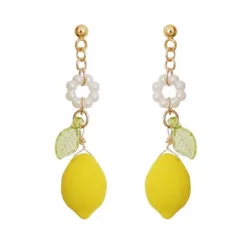 Handmade lemon beaded earrings Y2K