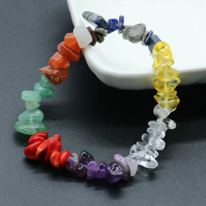 

Bohemia Rregular Gravel Crystal Stones Bracelets 7 Chakre Gifts Bulk Adult Unisex ColorfulI Beaded Jewelry for Woman Accessories