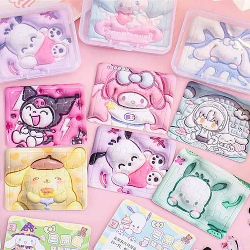 36pcs Sanrio Hello Kitty DIY Jigsaw Puzzle Toys Cute Cartoon Kuromi Cinnamoroll Educational Toys Riddle Girl&Child Holiday Gifts