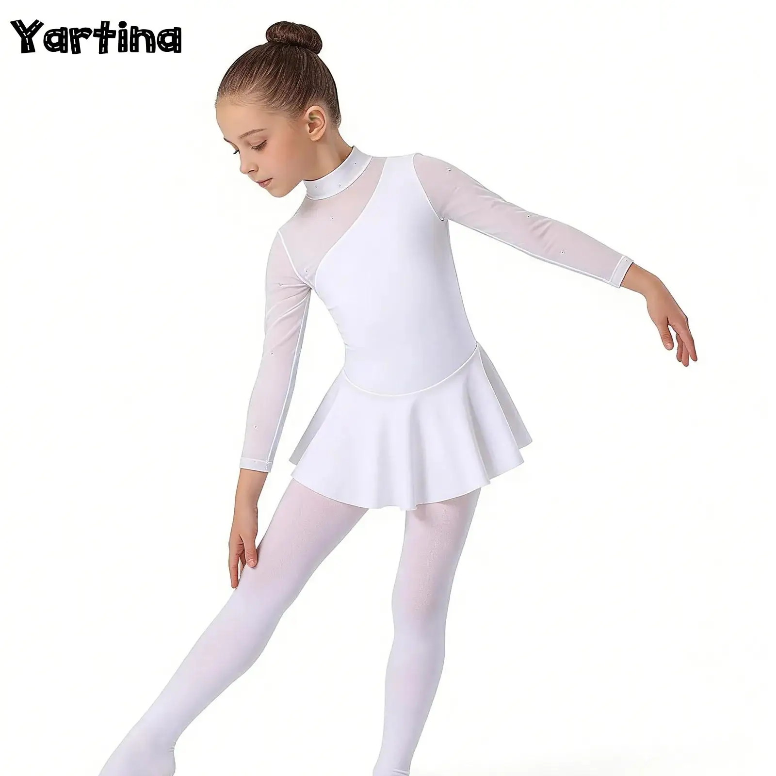 

Kids Girls Gymnastic Figure Skating Ballet Jersey Dance Dress Ballet Tight Fitting Jumpsuit Gymnastics Dress Ballet Leotards