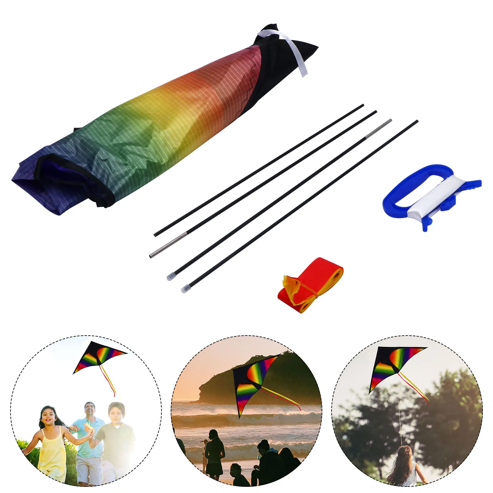 Rainbow Kite Colorful Toy Kids Outdoor Butterflies Long Tail Triangle Shaped for