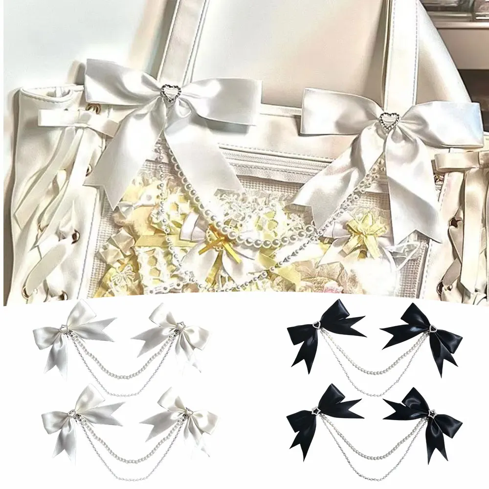 

Y2K Pearl Bag Chain DIY Handles for Handbag Metal Chain Strap Ribbon Bow Star Pendant Shoulder Bag Chain Replacement accessorie