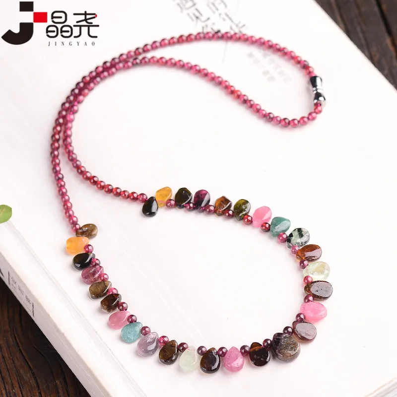 

Tourmaline Drop Princess Chain Garnet Collarbone Necklace Jewelry