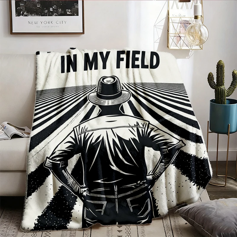 I'm Outstanding In My Field Flannel Blanket, Funny Farmer Witty Quote Flannel Throw, Expert Gardener Cozy Blanket