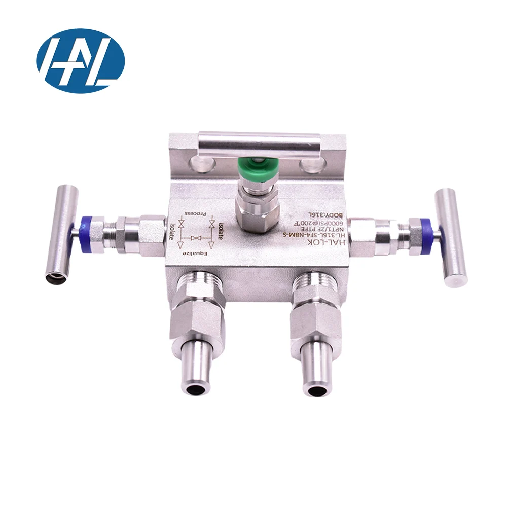 316 Stainless Steel High Pressure T-type Instrument Manifold Needle Valve 2/3/5 Manifold Valves for Gas Control