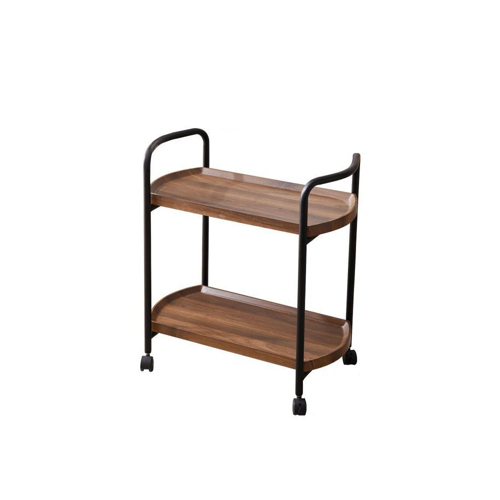 New Solid Wood Trolley Stable Trolley Cart Strong Bearing Longevity Durable Double Layer Waterproof Sunscreen Bar Cart