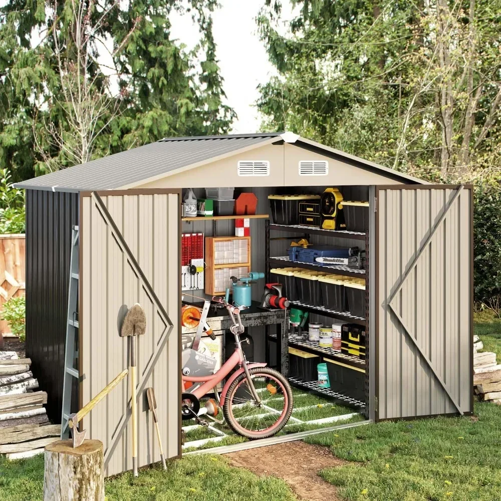 

Outdoor Storage Shed, Utility Tool Shed Storages with Lockable Doors, Metal Sheds Outdoor Storage, 7.8’x5.8’Metal Storages Sheds