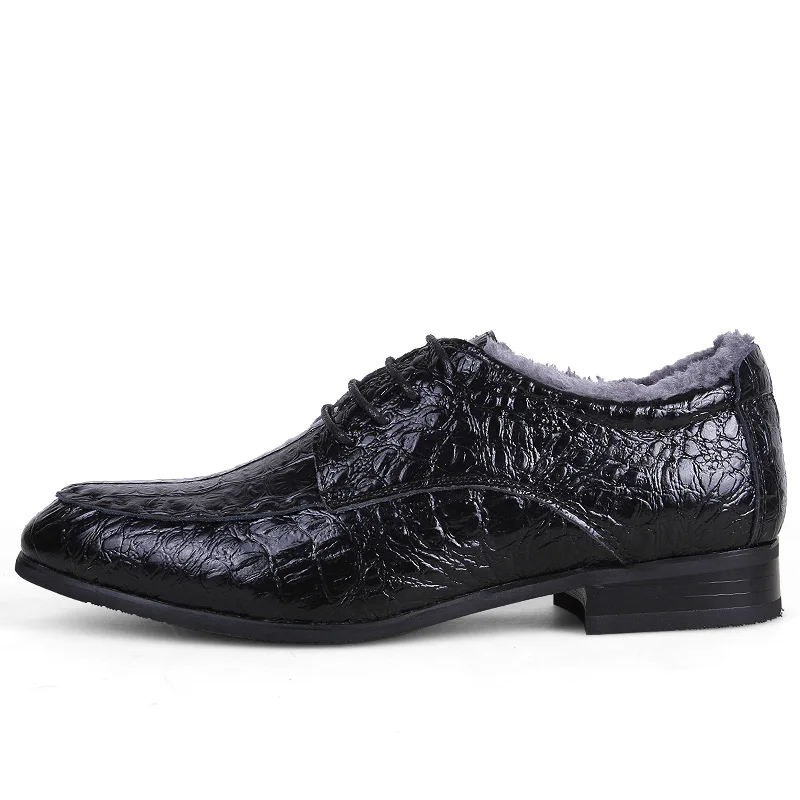 Autumn Winter Crocodile Pattern Designer Mens Dress Shoes Formal Office Business Luxury Brand Italian Style Black Brown Big Size