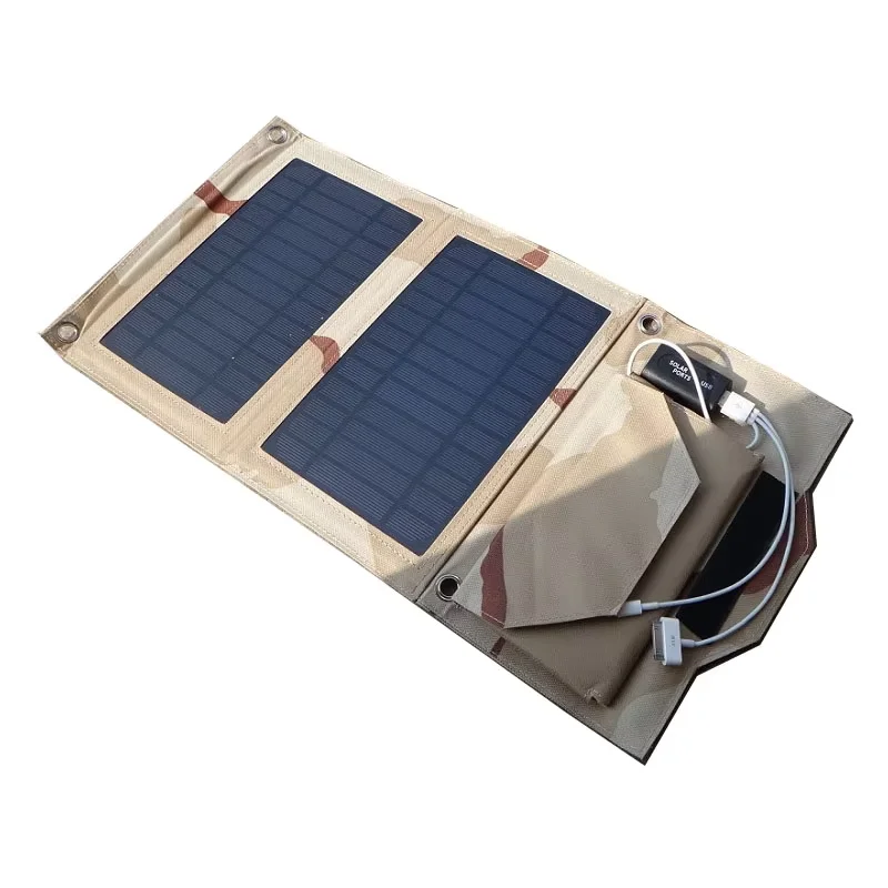 7W 5V Foldable Solar Panel Charger USB Output Travel Size Solar Cell Charger for Mobile Power Bank Outdoor Hiking Camping