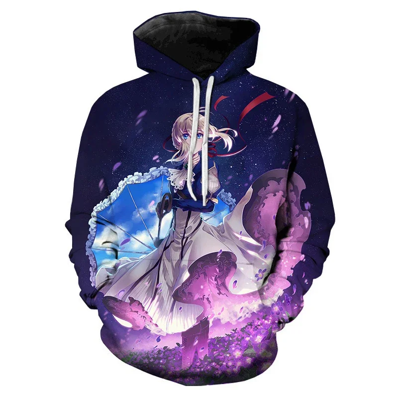 2023 Anime Violett Ever garden 3D-Druck Hoodies Sweatshirts Männer Frauen Mode übergroße Harajuku Streetwear Unisex-Kleidung