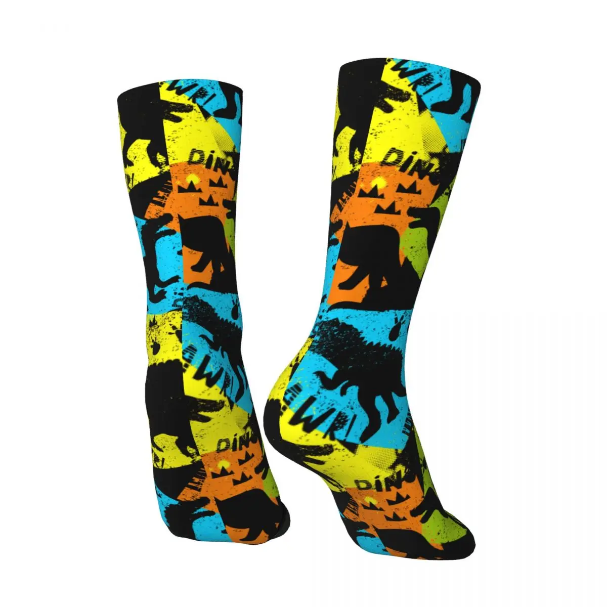 Hip Hop Retro Colorful Cartoon Crazy Men's Socks Unisex Dinosaur Harajuku Seamless Printed Funny Crew Sock Boys Gift