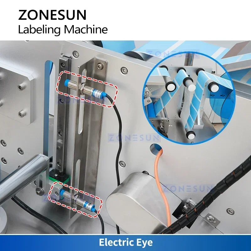 Zonesun ZS-TB890 Automatic Label Rewinder Machine Label Rewinder Reel to Reel Counter with Label Applicator