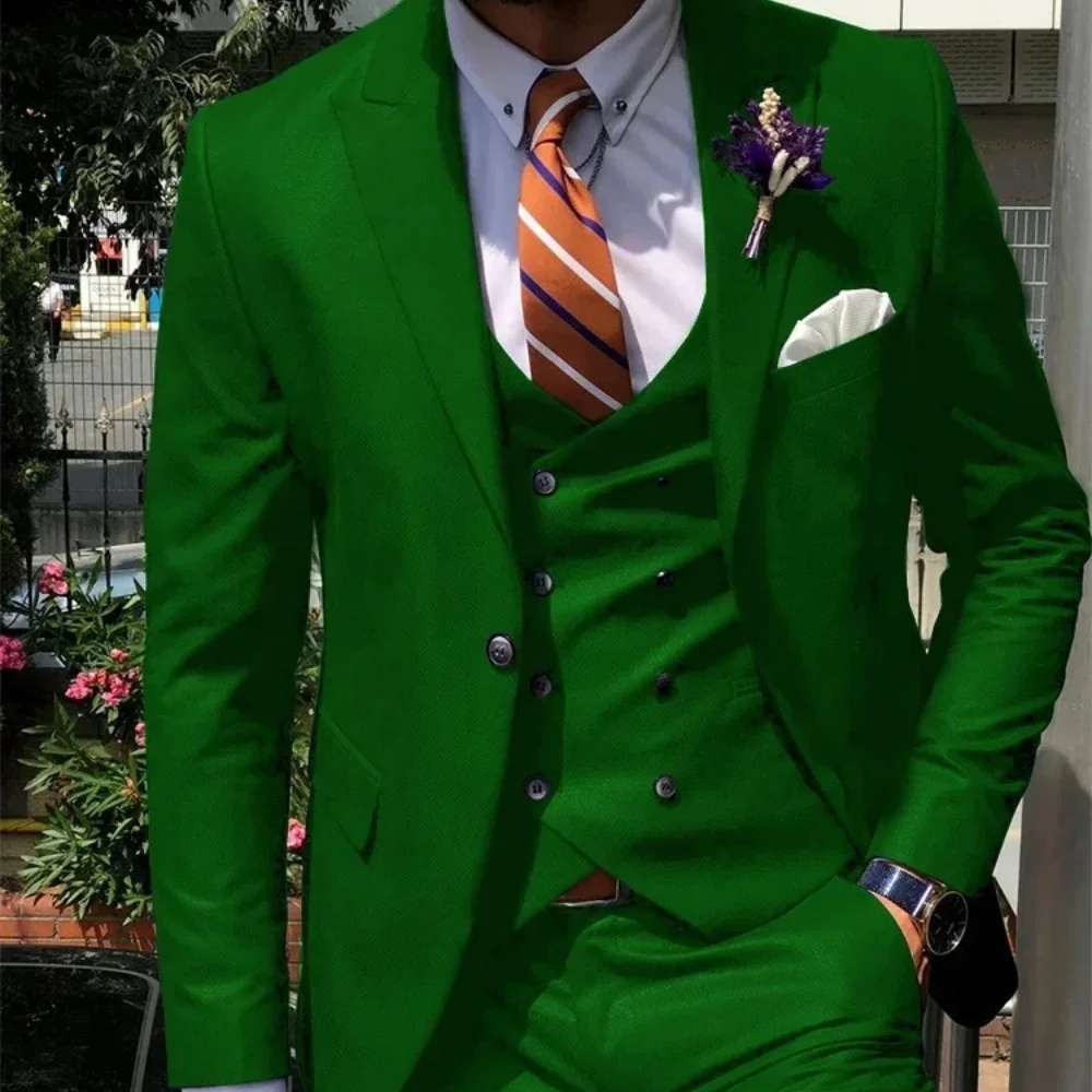 

Свадебные костюмы для мужчин, индивидуальный пошив, наряд для жениха, формальный модный мужской костюм, костюм для выпускного вечера, 3-х предметный костюм: пиджак+брюки+жилет