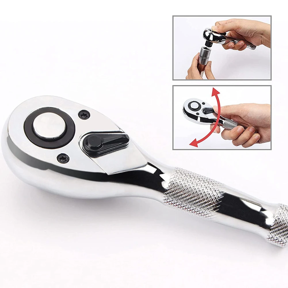 

2025 Trend1/4, 3/8, 1/2 Inch Drive Stubby Ratchet Set 3Pc Mini Ratchet Quick-Release Head 72-Tooth