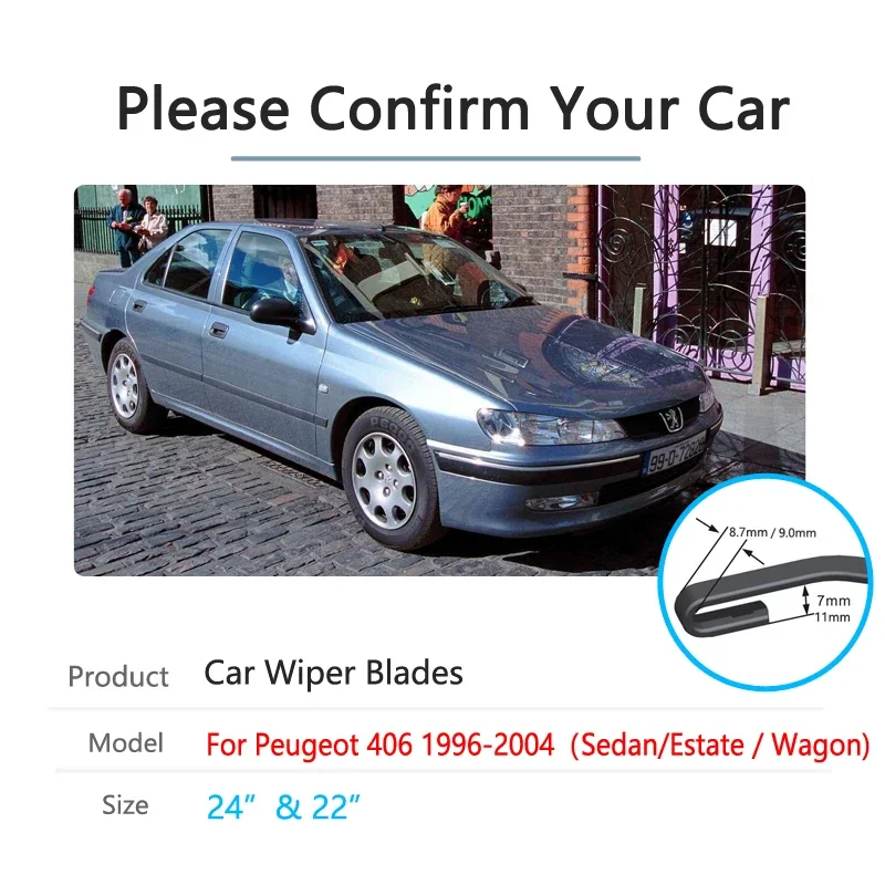 For Peugeot 406 Sedan Wagon Estate 1996~2004 Front Windscreen Car Accessories 1997 1998 1999 2000 2001 2002 2003 Car Wiper Blade