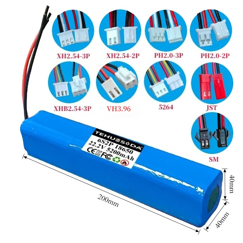 For Aiwa Exos-9 Speaker – 22.2V 5200mAh 6S2P 18650 Rechargeable Battery Pack with BMS for DIY, RC Drone, Robot