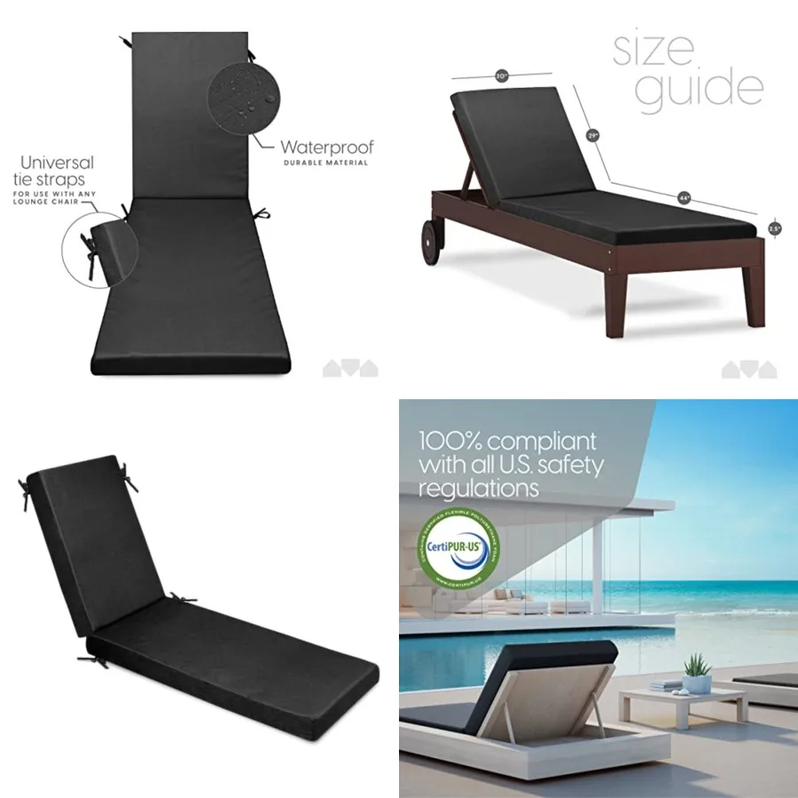 

Memory Foam Outdoor Chaise Lounge Cushion Lounge Cushion with Waterproof and Washable Cover, Patio Chair Cushion Ultimate Comfo