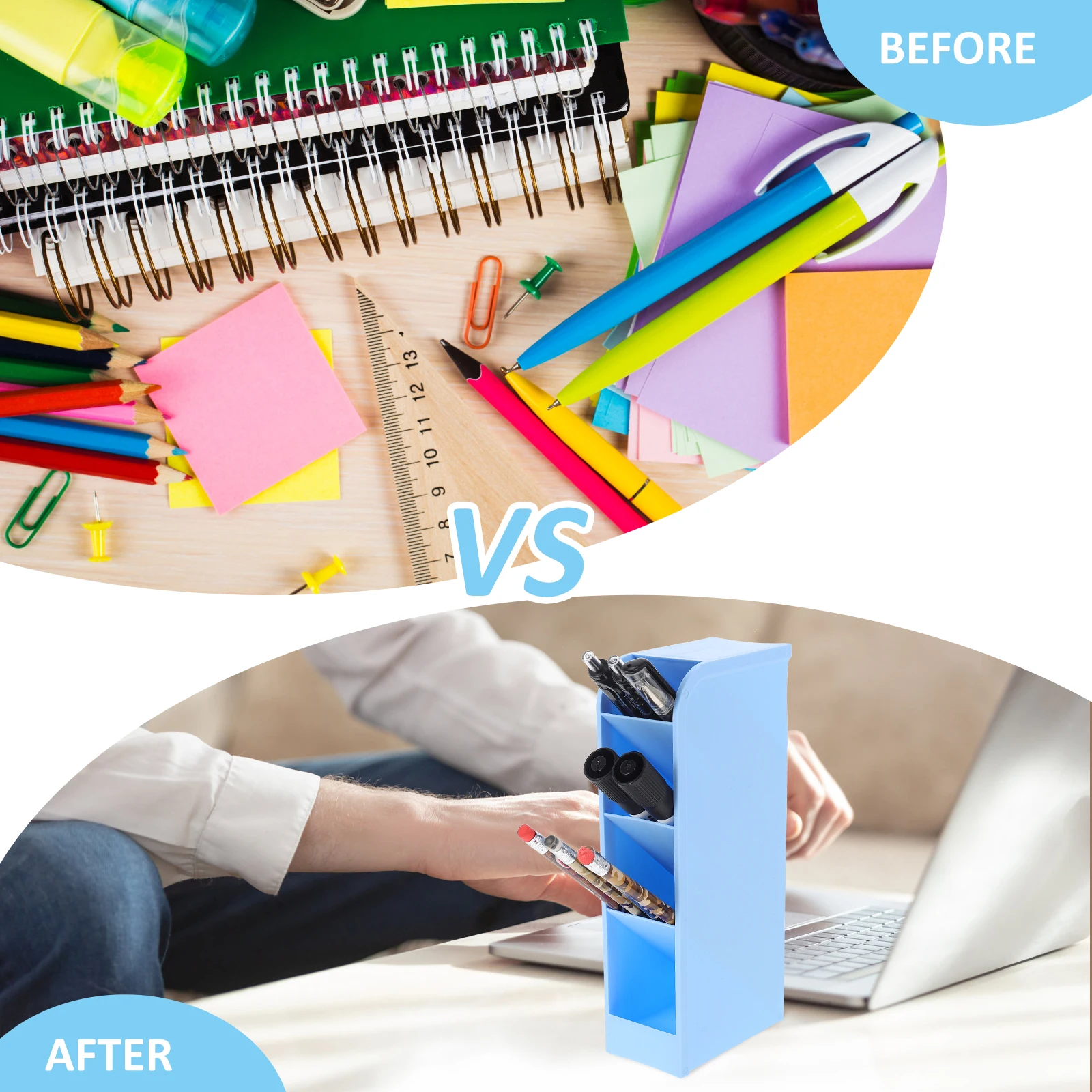 

2 Pcs Pen Holder Tilted Office Plastic Pencil Cups for Desk Accessories Organizer Personality