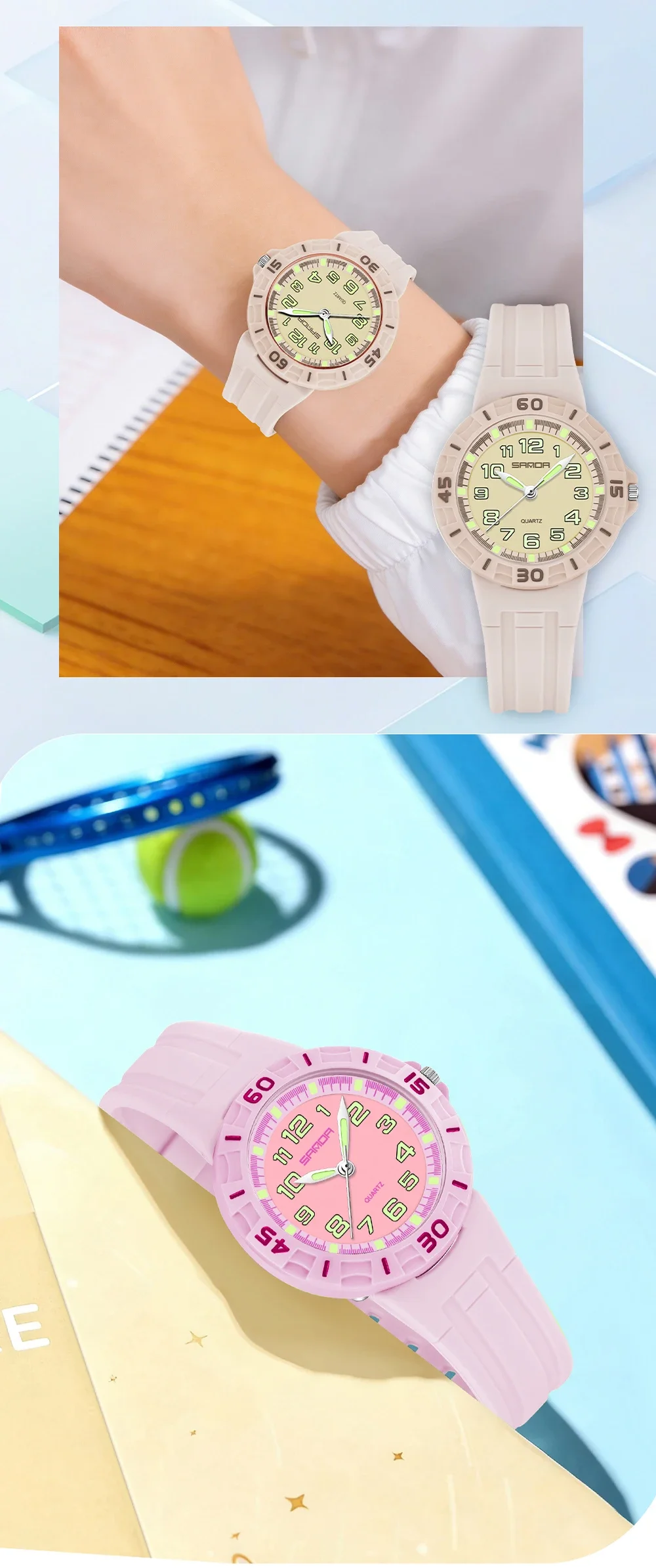 SANDA 6386 Student Quartz Watch 50m Waterproof Luminous Durable Sports Watch for Men and Women Simple and Elegant
