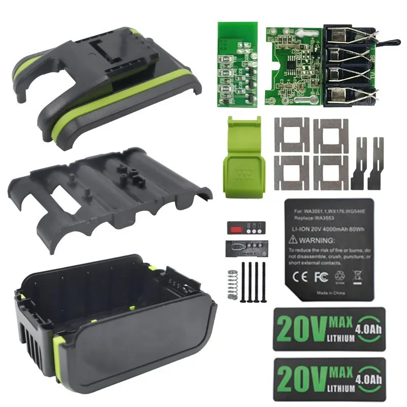 WA3550 Li-ion Battery Case 4.0Ah Sticker PCB Charging Protection Circuit Board For Worx 20V Label Accessories WA3596 WA3595