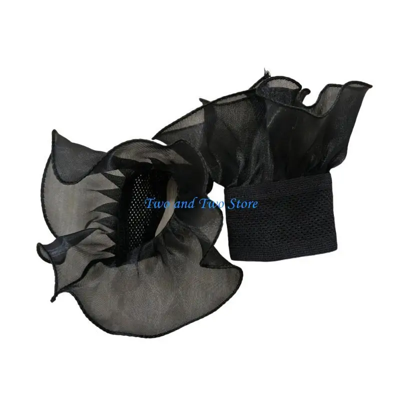 HX6F Lace Bows Ruffle Jabot Cuffs Renaissances False Collar for Halloween