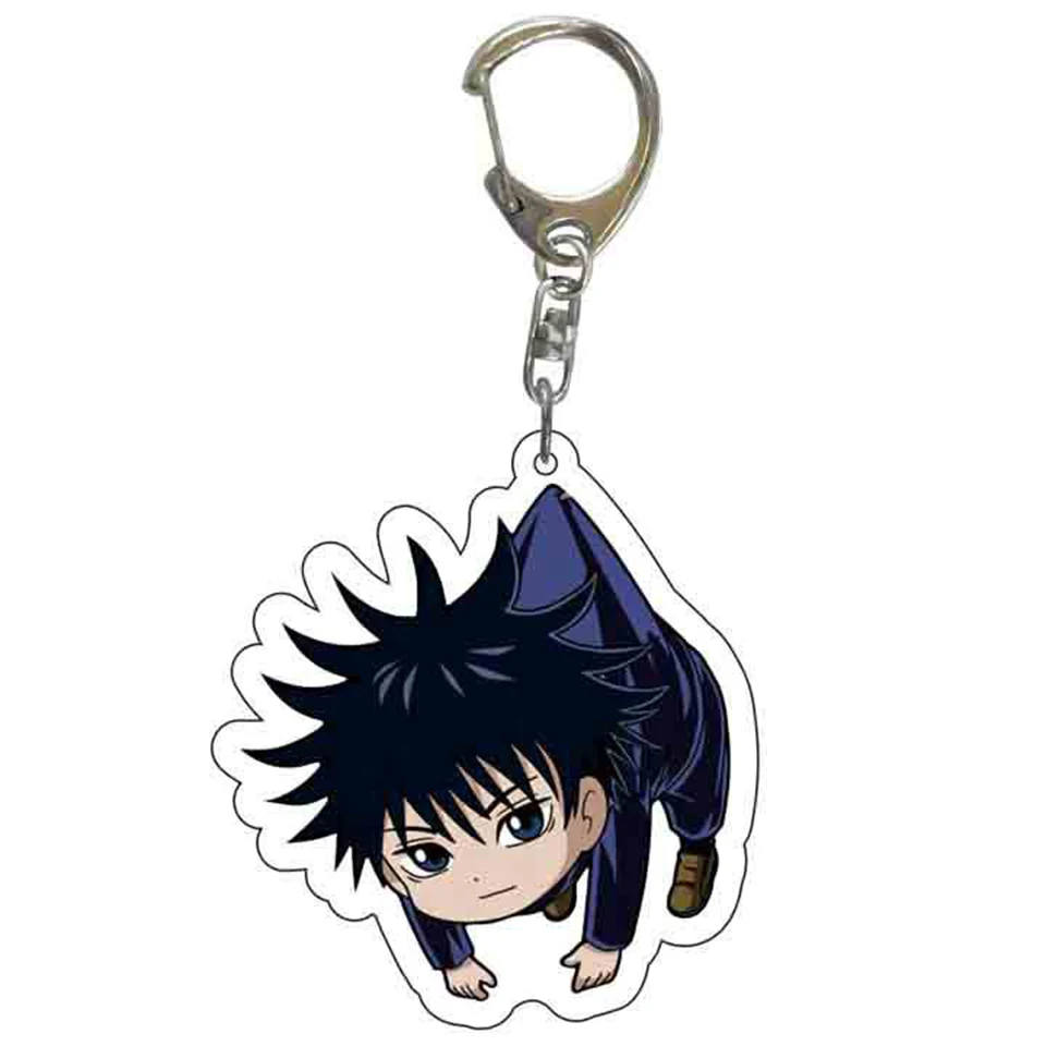 Jujutsu Kaisen مفتاح سلسلة حلقة أنيمي مجوهرات لعبة قلادة سلاسل المفاتيح الأطفال فتاة اللعب الكرتون الاكريليك شارة Megumi Nobara Satoru