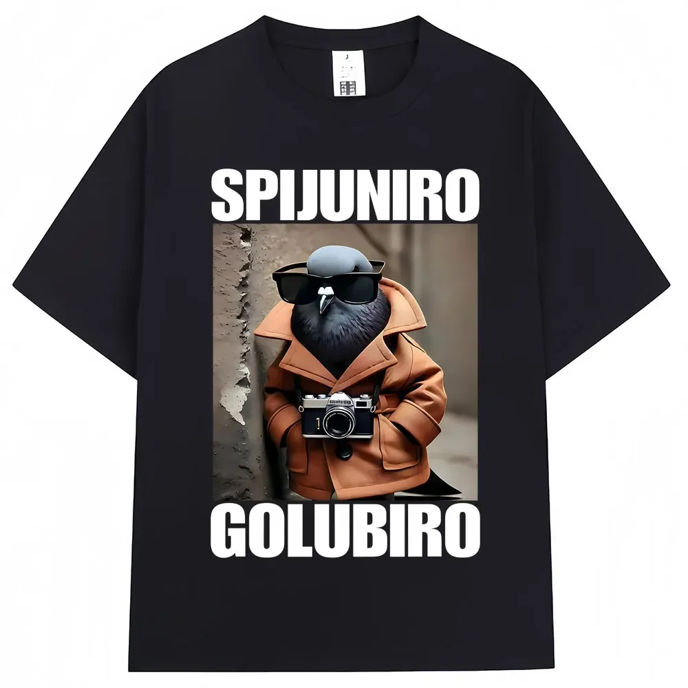

Spijuniro Golubiro Забавная итальянская футболка Brainrot Meme с юмором и голубем, новинка для мужчин и женщин, модные свободные футболки