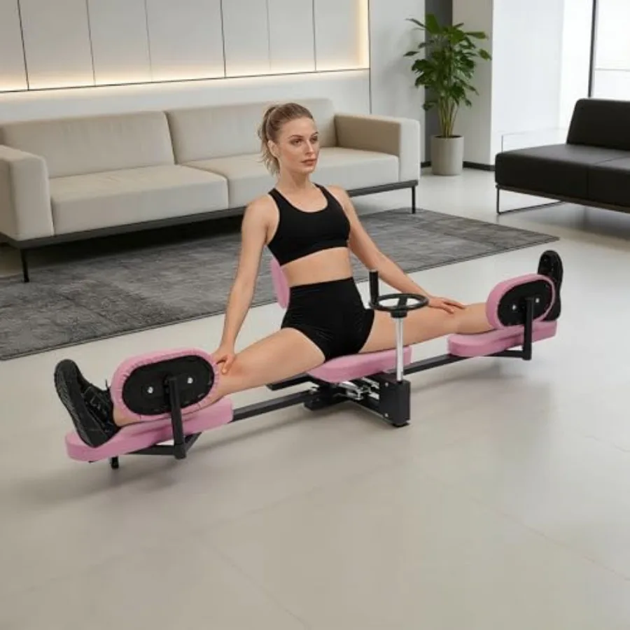 Leg Splits Trainer for Ballet and Home Gym: Heavy Duty Pink Split Machine, Steel Construction, 220lb Capacity, Adjustable Lengt