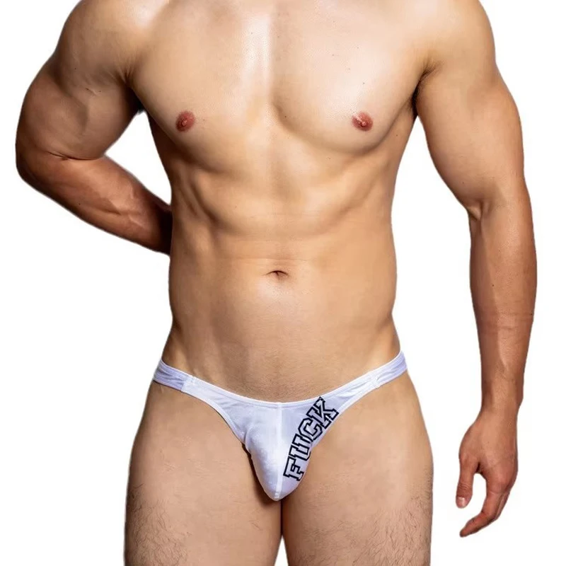 

Мужское нижнее белье с низкой талией, треугольные брюки с буквенным принтом, молодежные летние крутые дышащие трусы из полиэстера