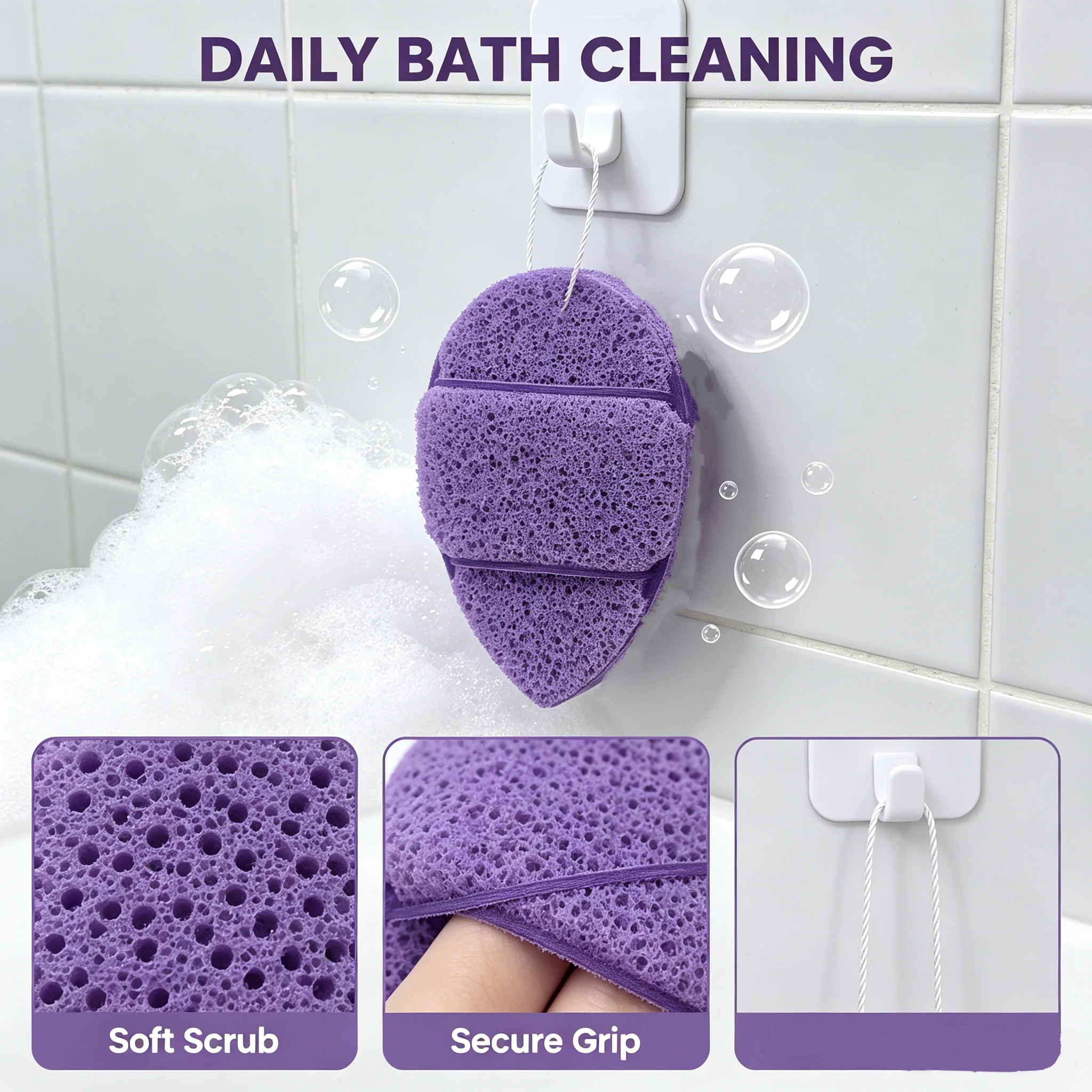 Waterdrop-style hanging cleansing puff: multi-pore exfoliating facial sponge with hanging design for makeup removal and cleaning