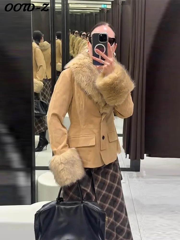 سترات نسائية أنيقة مطبوعة بشراشيب معاطف فضفاضة متباينة وسحاب وأكمام طويلة معاطف نسائية موضة خريف وشتاء 2025 ملابس خارجية للسيدات